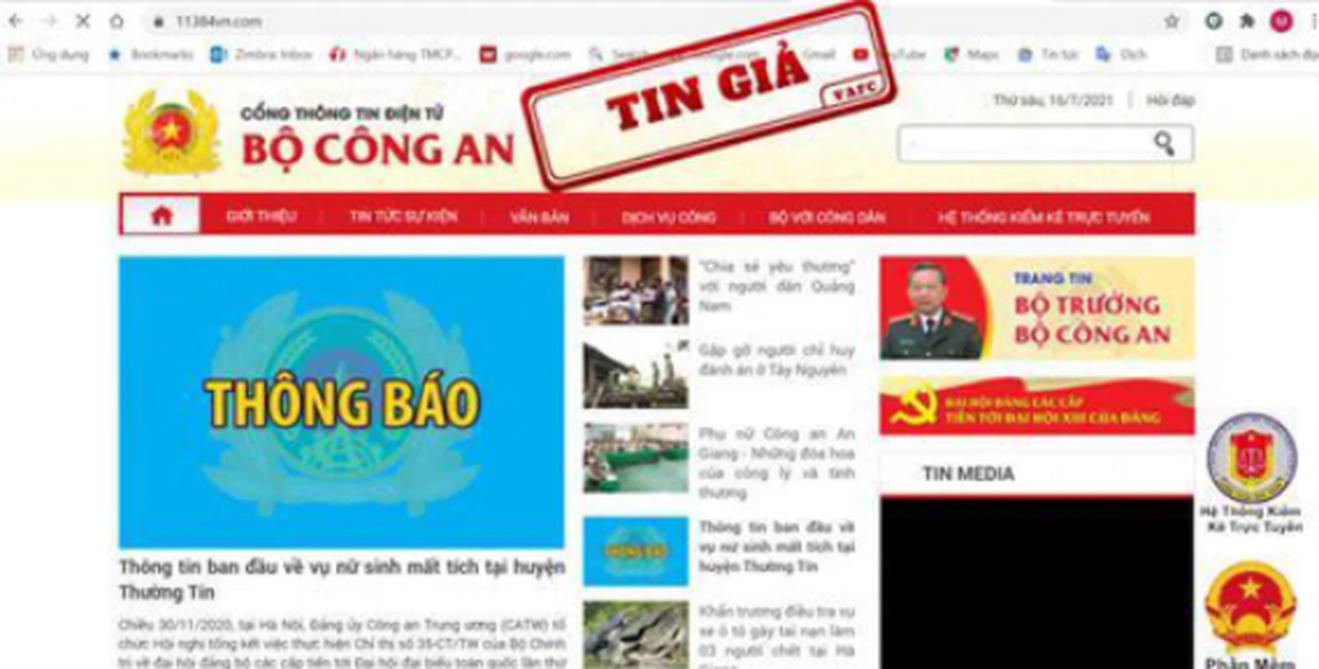 Cảnh báo hoạt động giả mạo website của Bộ Công an để lừa đảo