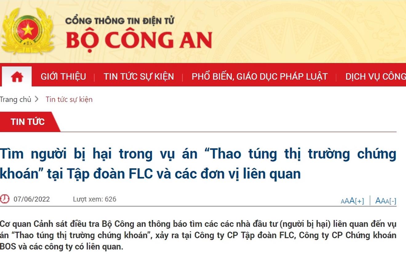 Công an tìm người đã mua cổ phiếu FLC, ROS, ART, HAI, AMD, GAB