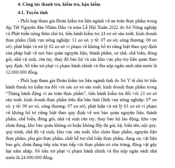 Toàn tỉnh Bình Thuận đã thành lập 20 đoàn thanh tra, kiểm tra, hậu kiểm về an toàn thực phẩm thuộc lĩnh vực ngành Công thương quản lý