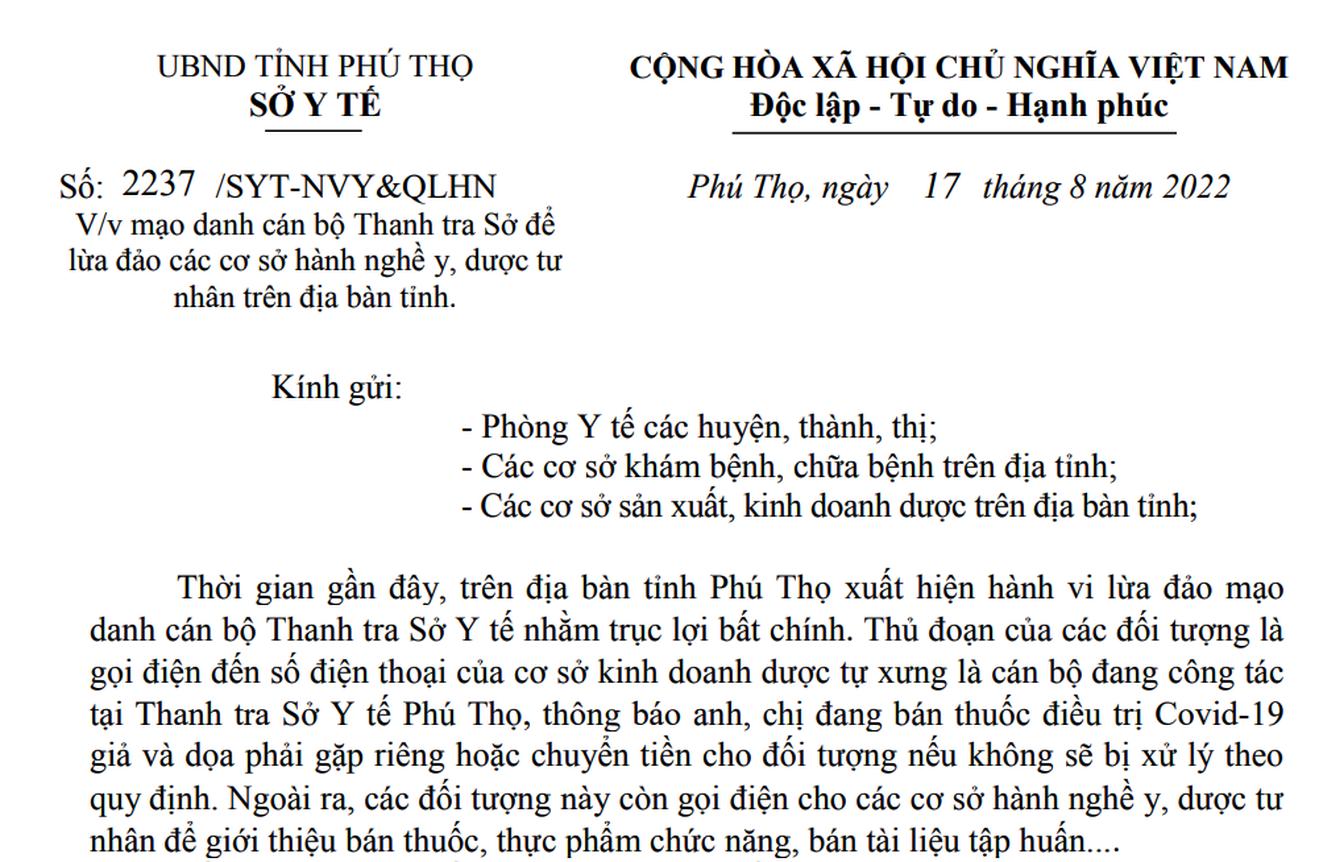 Mạo danh thanh tra dọa xử lý việc bán thuốc điều trị Covid-19 để lừa đảo
