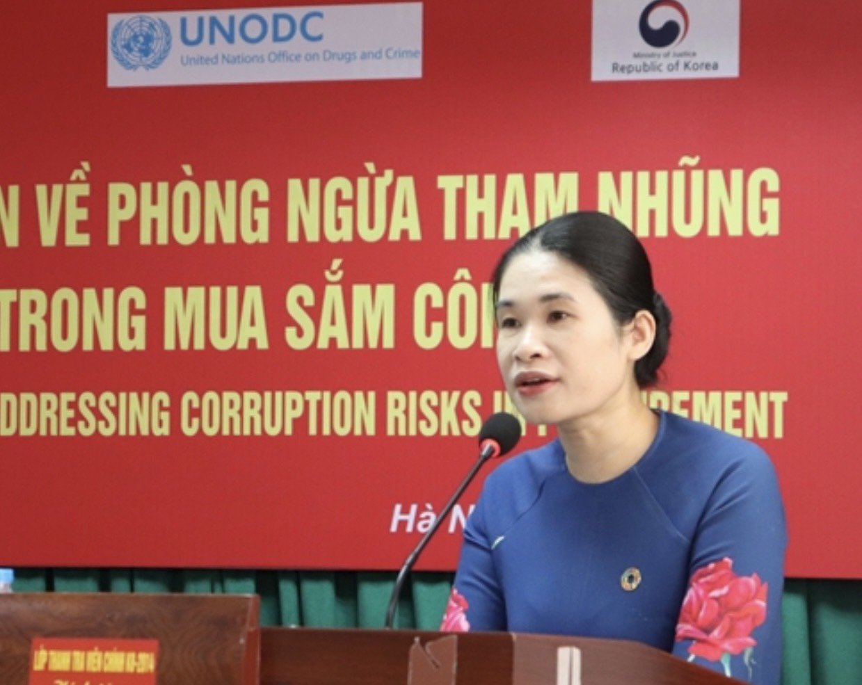 Bà Nguyễn Nguyệt Minh, phụ trách Cơ quan phòng chống tội phạm và Ma túy Liên hợp Quốc (UNODC) tại Việt Nam phát biểu tại Hội nghị tập huấn