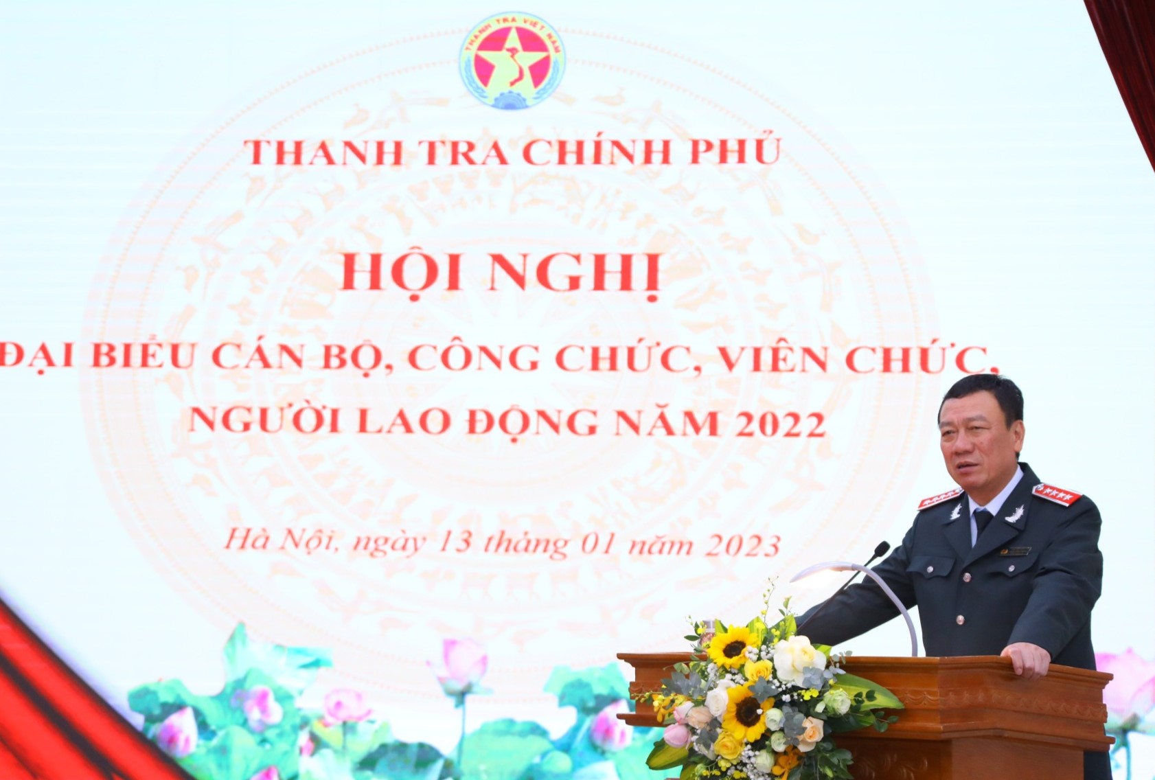 Tổng Thanh tra Chính phủ Đoàn Hồng Phong chỉ đạo Hội nghị đại biểu cán bộ, công chức, viên chức, người lao động năm 2022. Ảnh: NT
