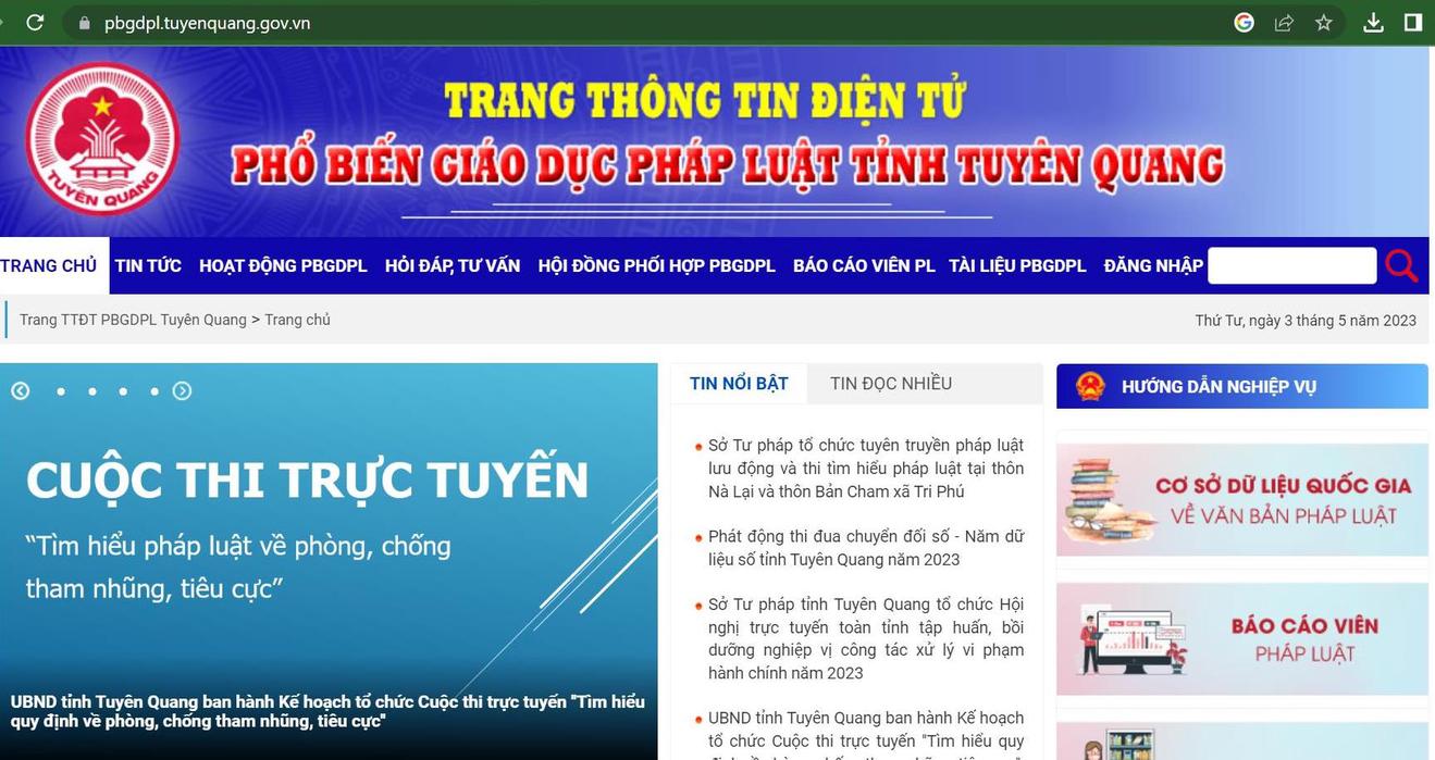 Thi tìm hiểu quy định về phòng, chống tham nhũng, tiêu cực ở Tuyên Quang