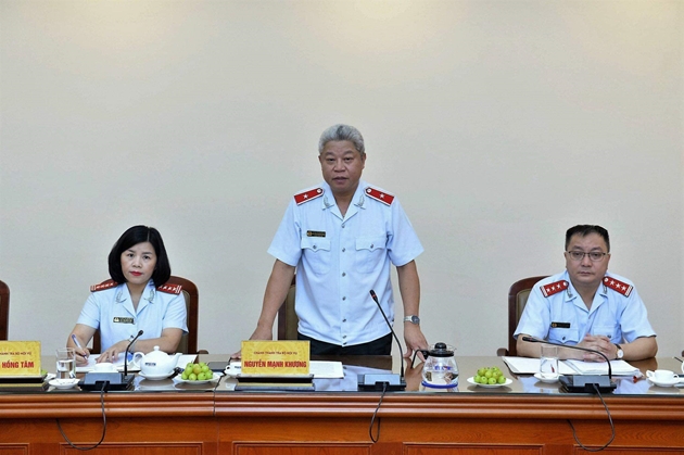 Chánh Thanh tra Bộ Nội vụ Nguyễn Mạnh Khương phát biểu tại một buổi công bố kết luận thanh tra (Ảnh: PV)