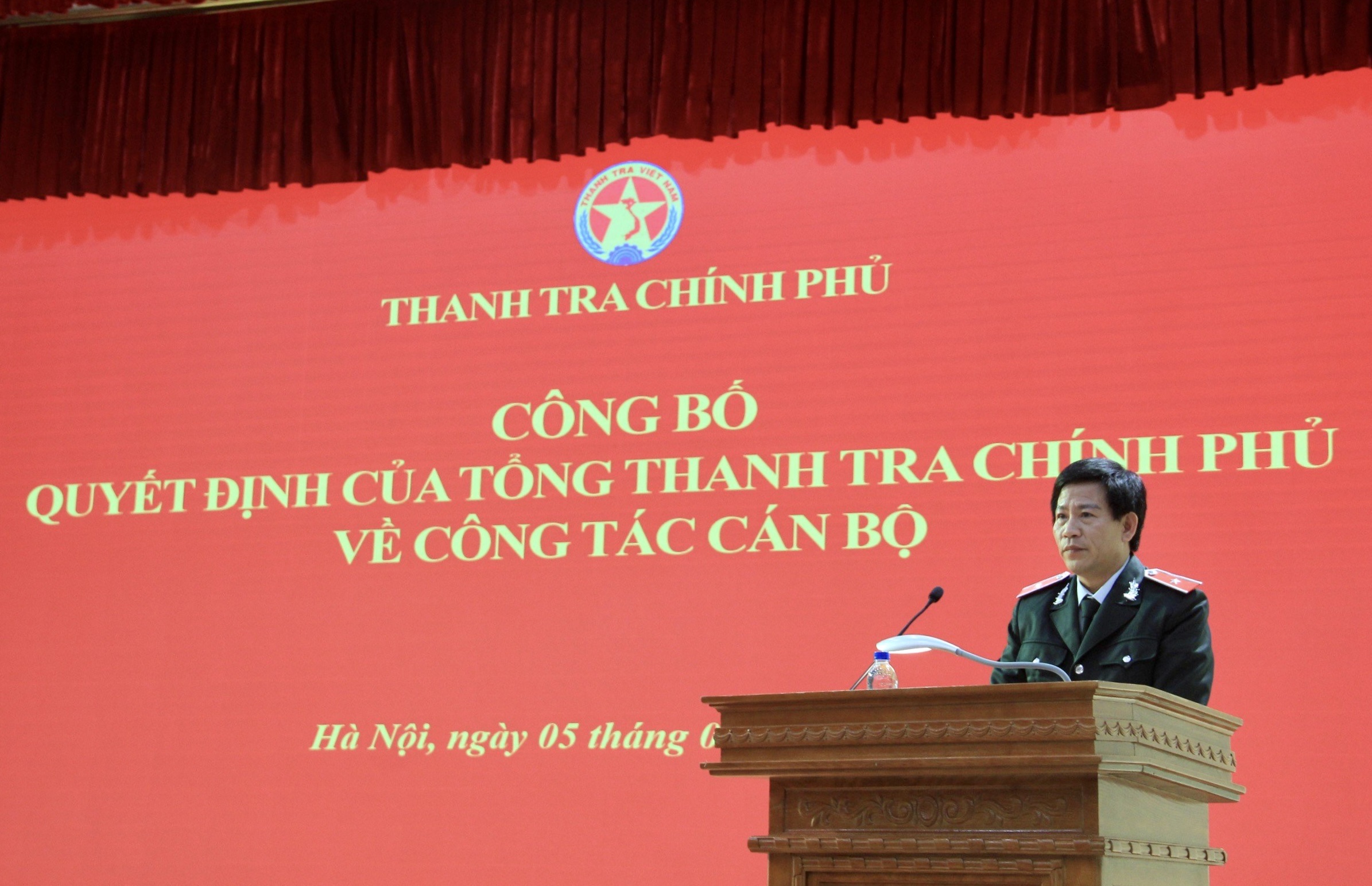 Tân Chánh Văn phòng Thanh tra Chính phủ Nguyễn Văn Cảnh phát biểu nhận nhiệm vụ.