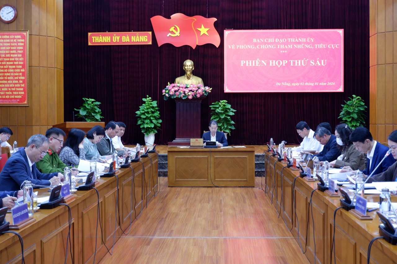 Phiên họp thứ 6 của Ban Chỉ đạo Thành ủy Đà Nẵng về phòng, chống tham nhũng, tiêu cực diễn ra tháng 01/2024. (Ảnh: danang.gov.vn)