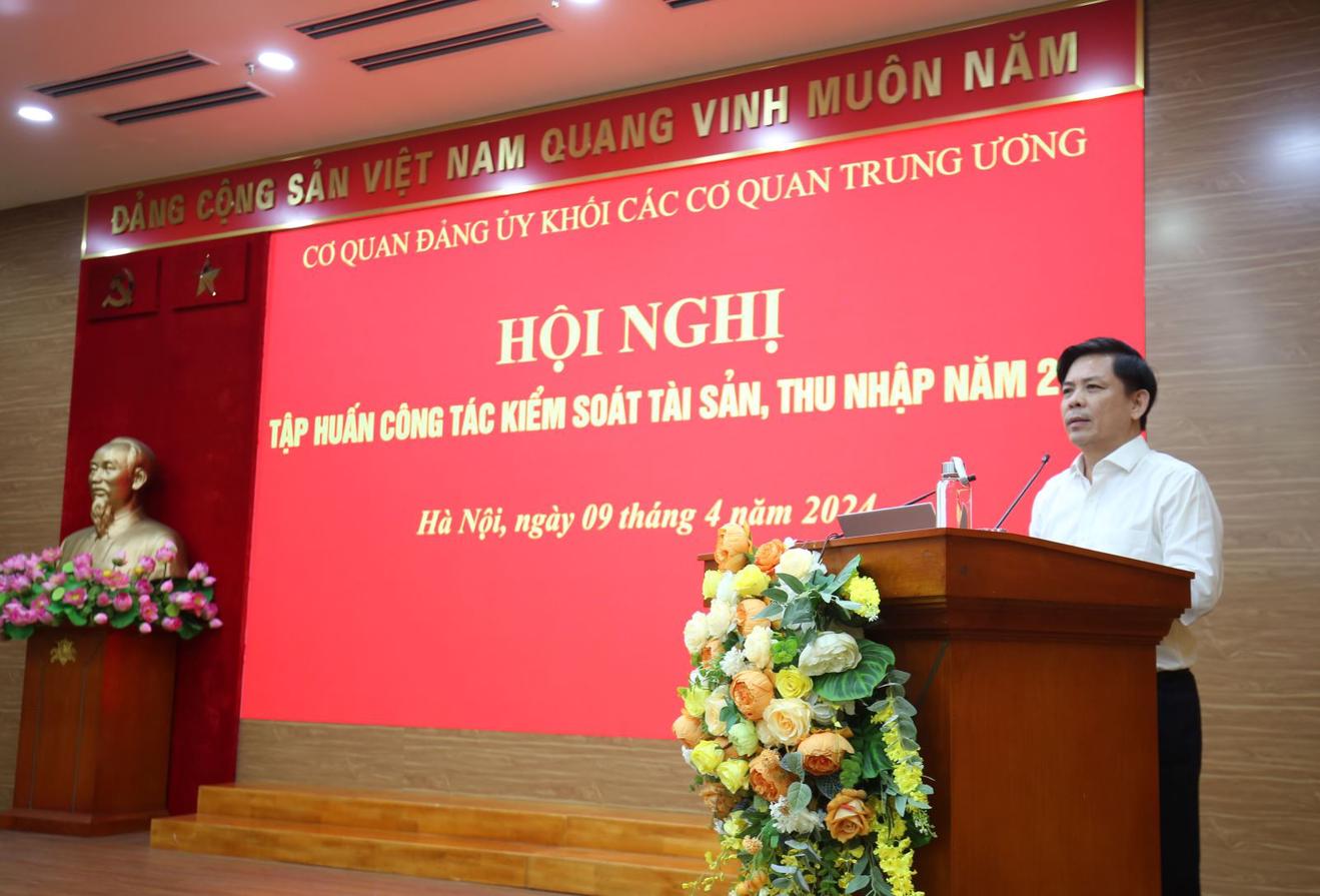 Cơ quan Đảng ủy Khối tập huấn công tác kiểm soát tài sản thu nhập năm 2024