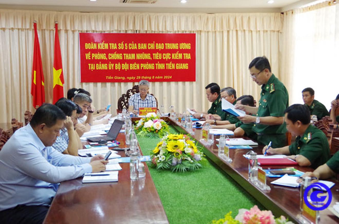 Tổ công tác của Ban Chỉ đạo Trung ương về phòng, chống tham nhũng, tiêu làm việc với Ban Thường vụ Đảng ủy Bộ đội Biên phòng Tiền Giang