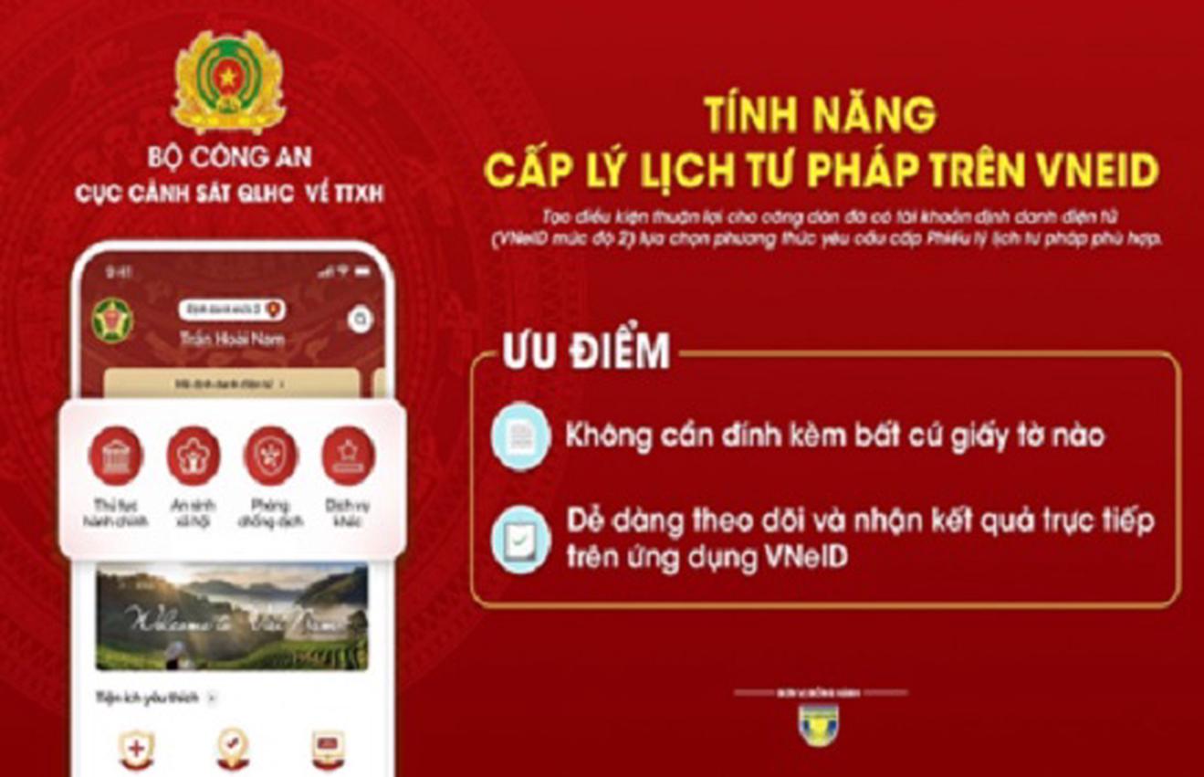 10 bước đăng ký cấp Phiếu lý lịch tư pháp qua ứng dụng VneID