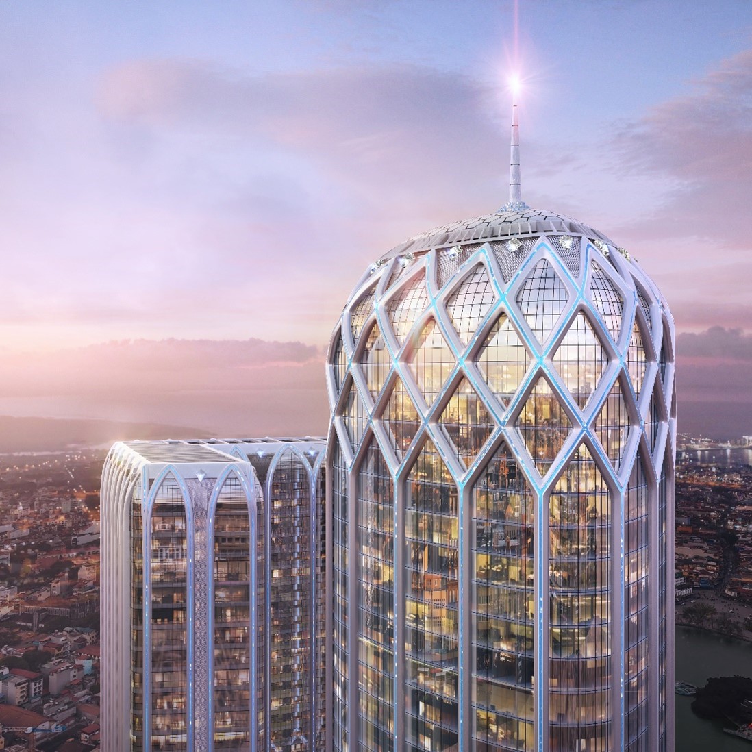 Tháp Khách sạn Sofitel Diamond Crown Hai Phong đẳng cấp 5 sao quốc tế với chiều cao kỷ lục 186m sẽ là biểu tượng kiến trúc và phong cách sống mới của TP. Hải Phòng