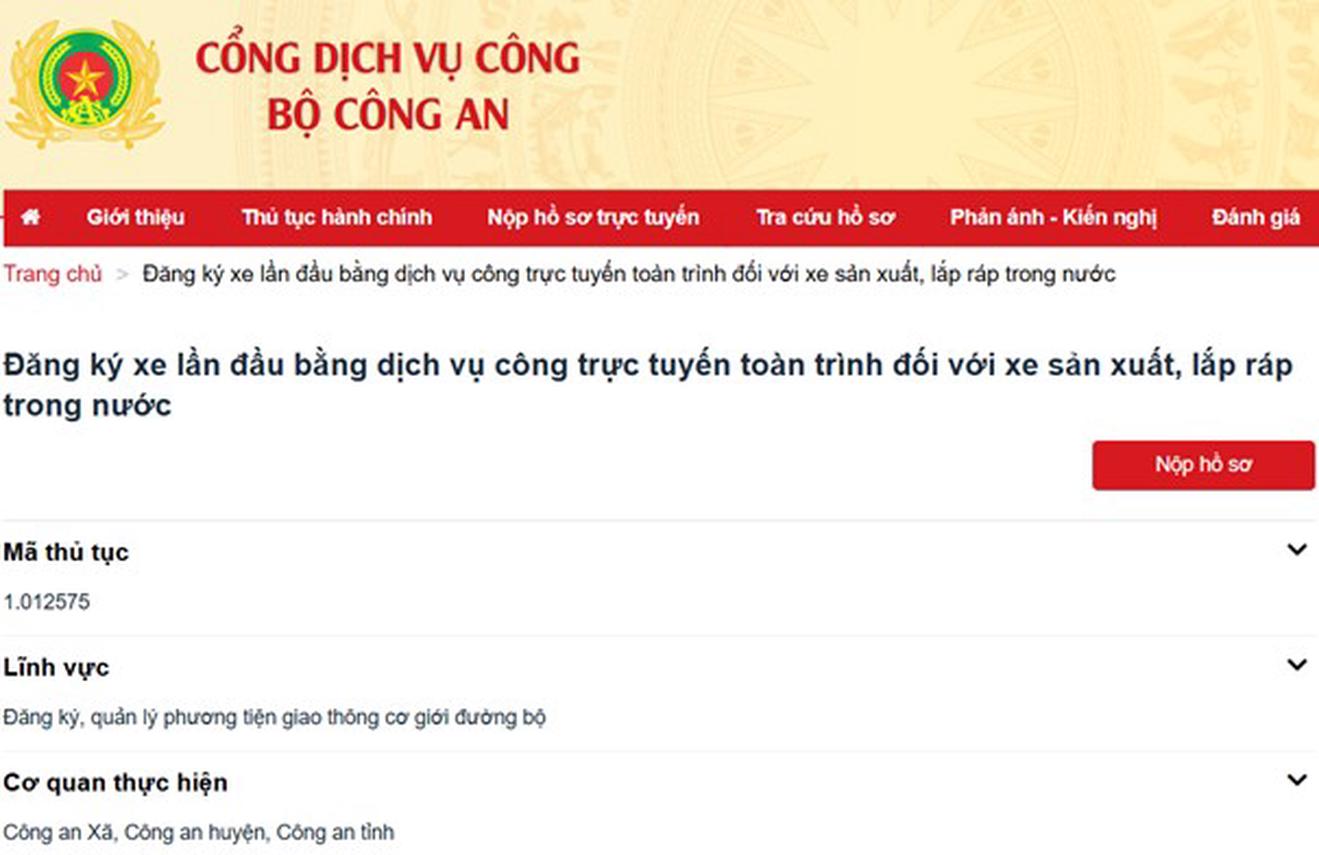Thủ tục đăng ký xe trực tuyến toàn trình