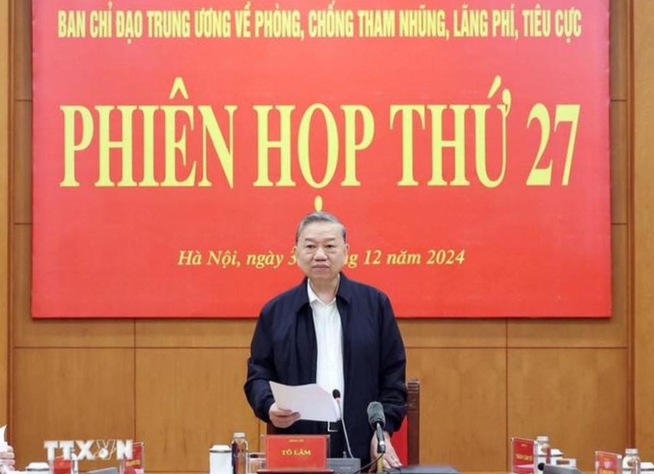 Tổng Bí thư chủ trì Phiên họp thứ 27 Ban Chỉ đạo Trung ương về phòng, chống tham nhũng, lãng phí, tiêu cực