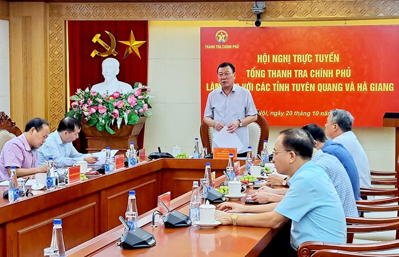 Tổng Thanh tra Chính phủ chủ trì làm việc với 3 tỉnh: Tuyên Quang, Hà Giang, Bắc Kạn 