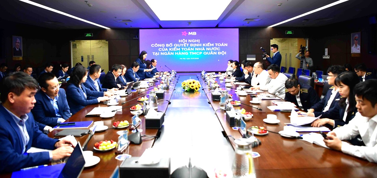Quang cảnh Hội nghị Công bố Quyết định kiểm toán Ngân hàng TMCP Quân đội năm 2024, chiều 12/3/2025. Ảnh: Nguyễn Lộc