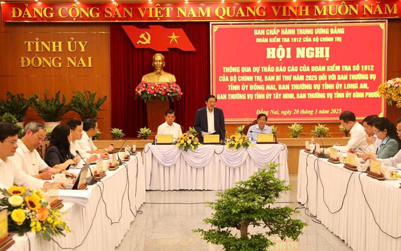 Công bố kết quả kiểm tra của Bộ Chính trị, Ban Bí thư đối với Tỉnh ủy Đồng Nai, Bình Phước, Long An, Tây Ninh