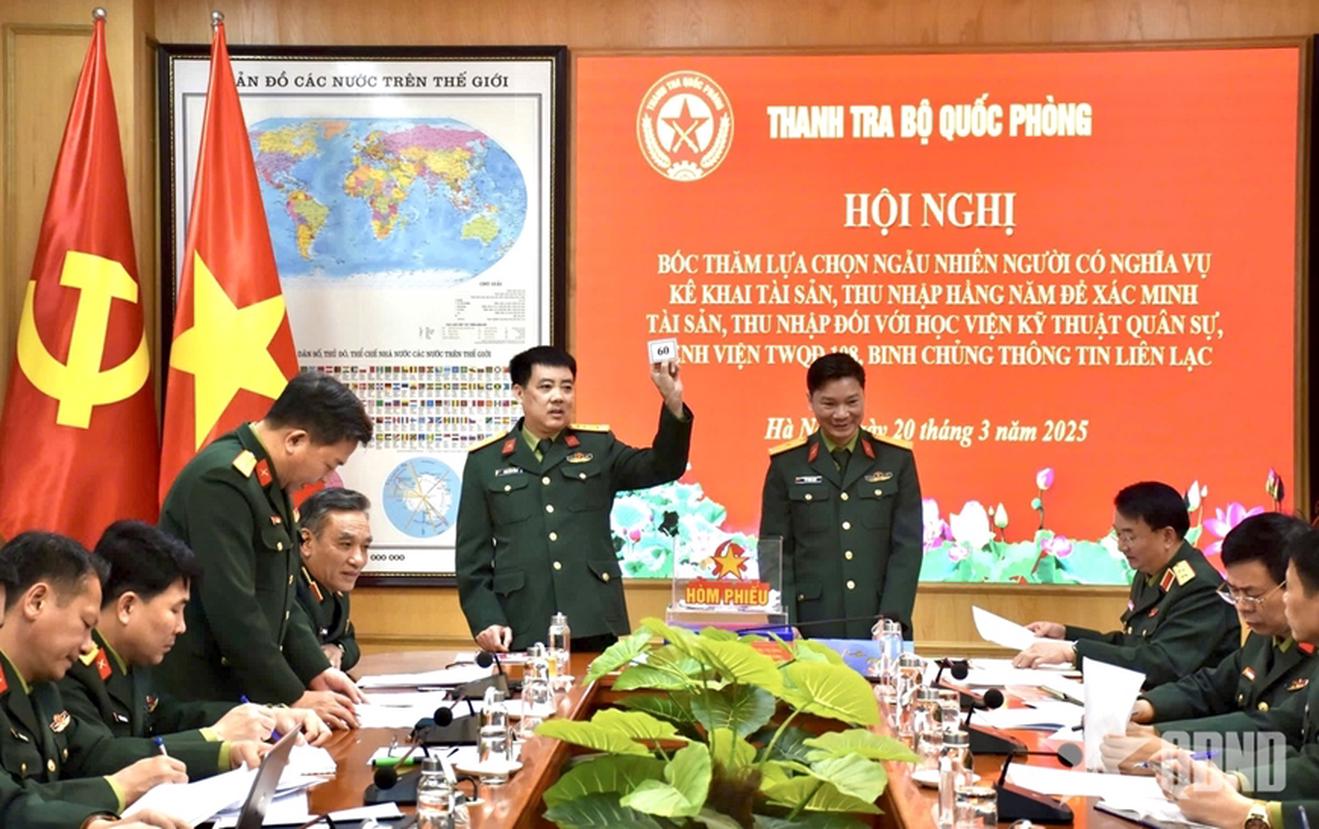 Bộ Quốc phòng bốc thăm ngẫu nhiên 58 cán bộ để xác minh tài sản, thu nhập