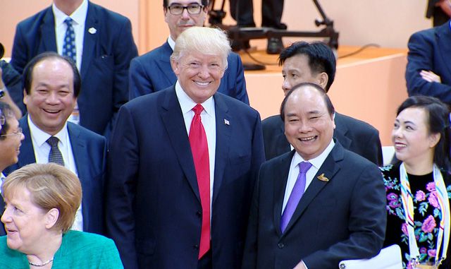 Tổng thống Donald Trump và Thủ tướng Nguyễn Xuân Phúc trong chuyến thăm Mỹ chính thức của người đứng đầu Chính phủ Việt Nam hồi tháng 5/2017 (ảnh: GVP)