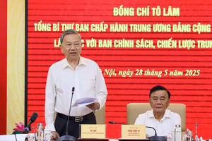 Tổng Bí thư Tô Lâm làm việc với Ban Chính sách, chiến lược Trung ương về cơ chế, chính sách quản lý hiệu quả thị trường vàng
